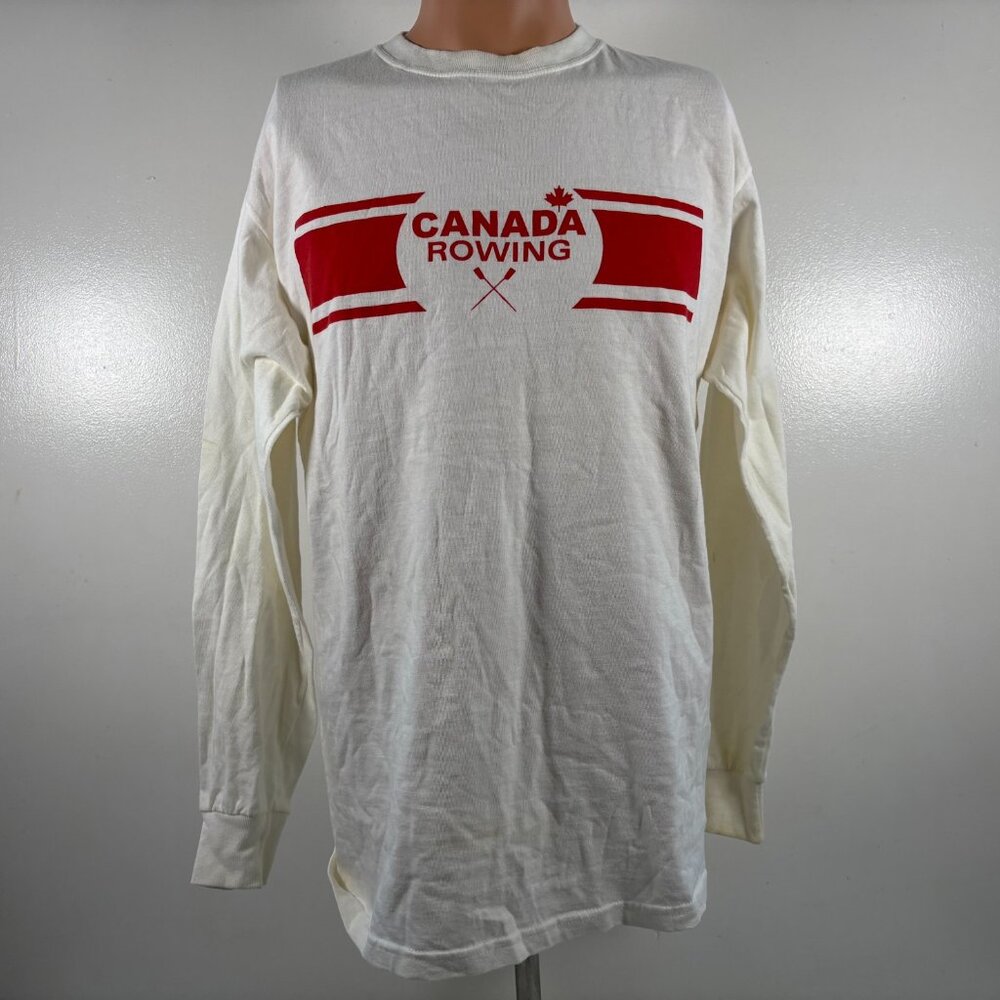 Vintage Canada Rowing T Shirt Mens Size M White Olympics Double Sided Y2K - Picture 2 of 4